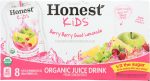 HONEST: Kids Organic Juice Drink Berry Berry Good Lemonade, Gluten Free, Non GMO, 8 Count, 54 Oz Supply