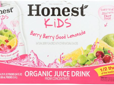 HONEST: Kids Organic Juice Drink Berry Berry Good Lemonade, Gluten Free, Non GMO, 8 Count, 54 Oz Supply