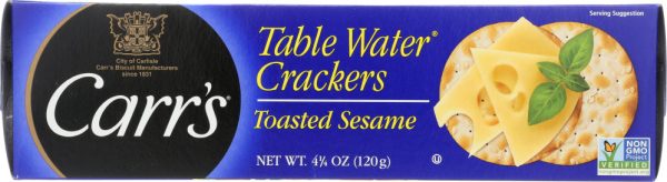 CARRS: Table Water Crackers Toasted Sesame, 4.25 oz Supply