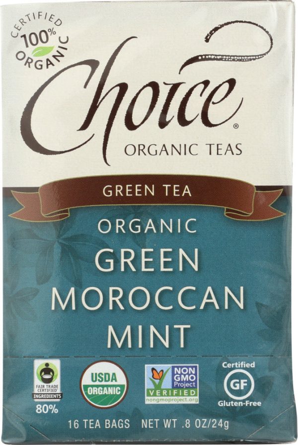 CHOICE TEA: Organic Green Moroccan Mint Tea, 16 bg Fashion