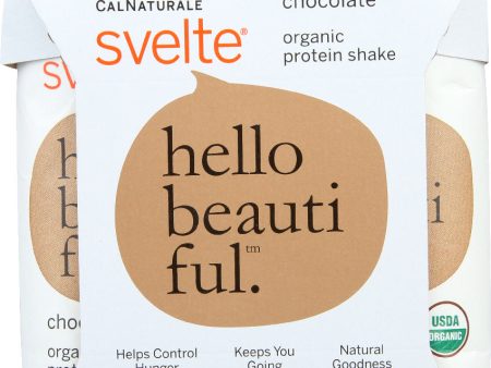 CALNATURALE: Svelte Organic Protein Shake Chocolate Pack of 4 (11 oz Each), 44 oz Online now