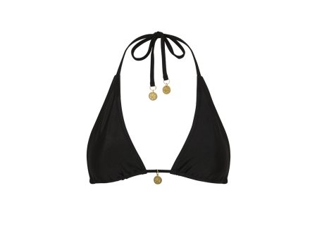 Classic Tie Halter Bikini Top - Moonlight Black Cheap