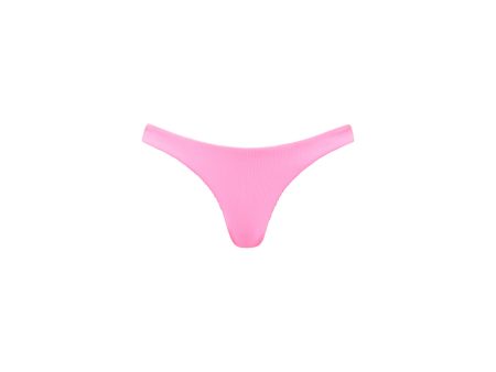 Minimal Cheeky Bikini Bottom - Taffy Pink Ribbed For Sale