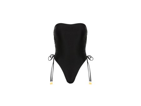 Ruched Bandeau One Piece - Moonlight Black Supply