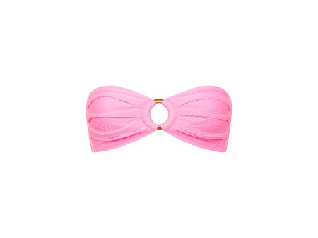 Strapless Bandeau Bikini Top - Taffy Pink Ribbed For Discount