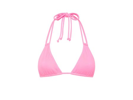 Halter Bralette Bikini Top - Taffy Pink Ribbed Online Sale