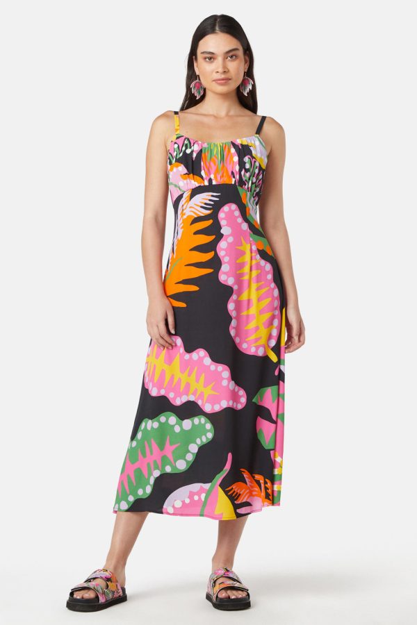 Tropical Leaves Long Dress Online Hot Sale