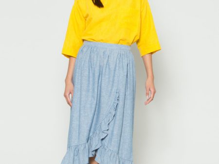 Chambray Frill WrapSkirt Online Sale