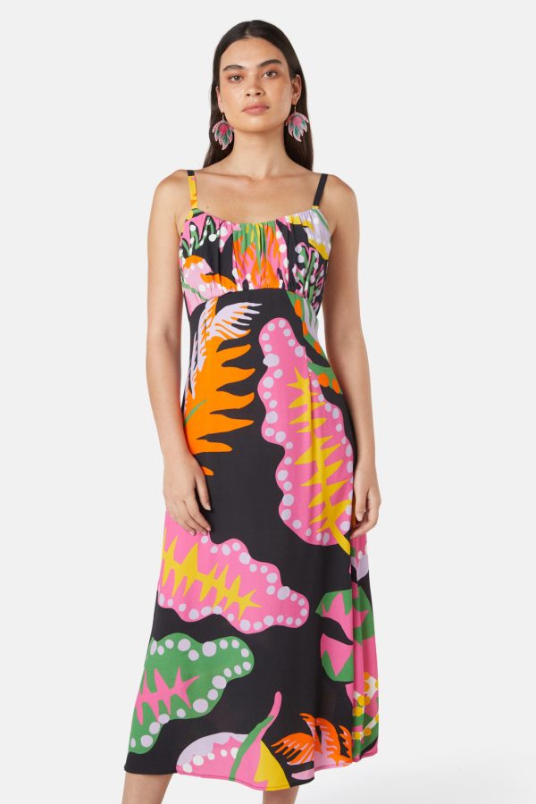 Tropical Leaves Long Dress Online Hot Sale